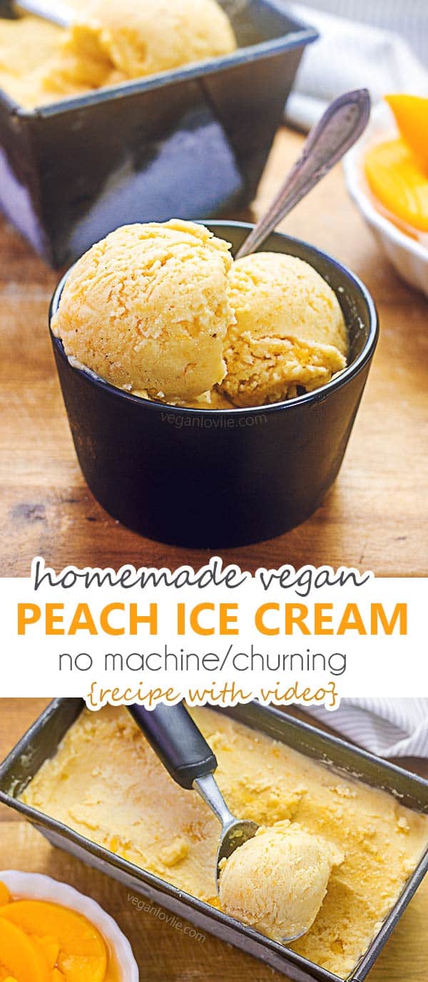 homemade vegan peach ice cream {no machine / churning}