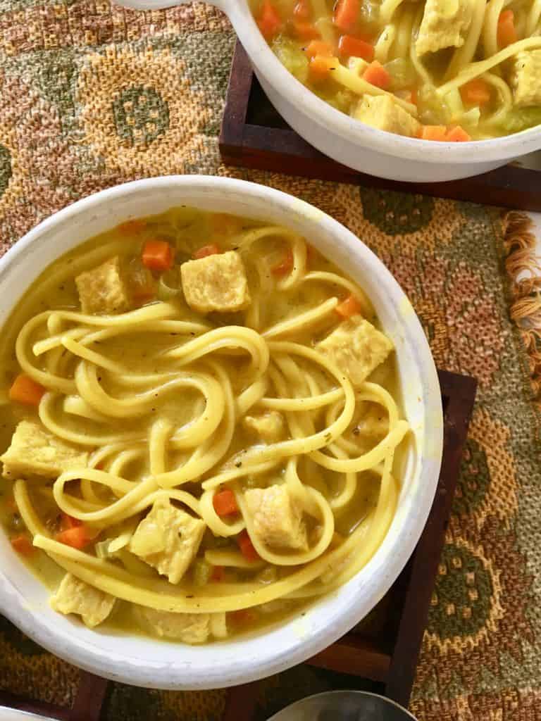Vegan Chicken Noodle Soup from Plant Powered Couple