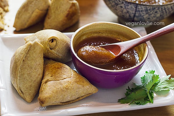 apple tamarind chutney sweetened with date and jaggery
