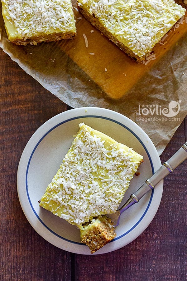 Banana Carrot Sheet Cake - dairy-free, naturally sweetened and topped with coconut custard frosting