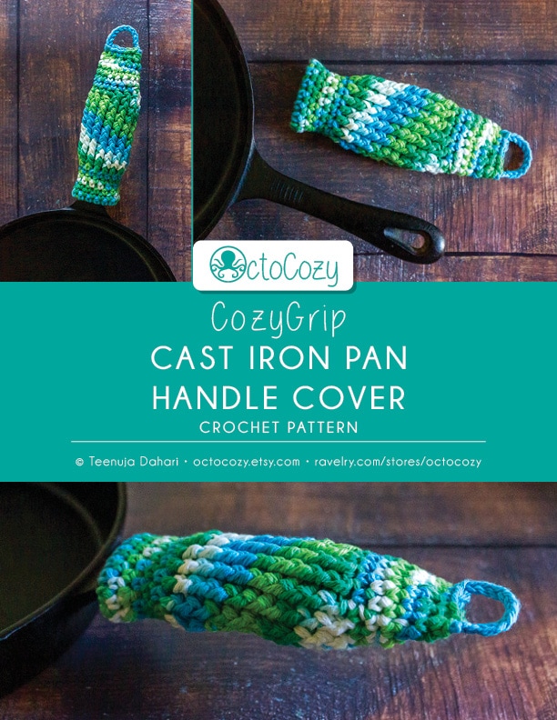 DIY Cast Iron Skillet Handle Cover With A Free Printable Pattern
