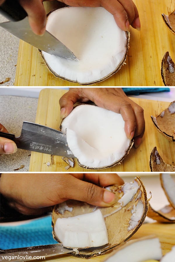 how to open a mature hard shell coconut