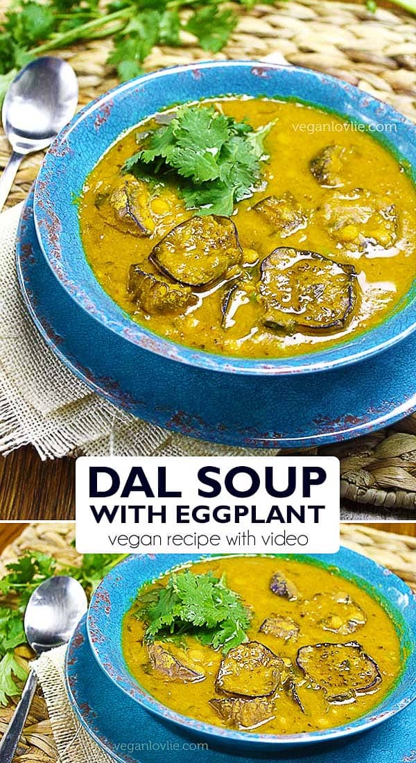 Dal soup with eggplant