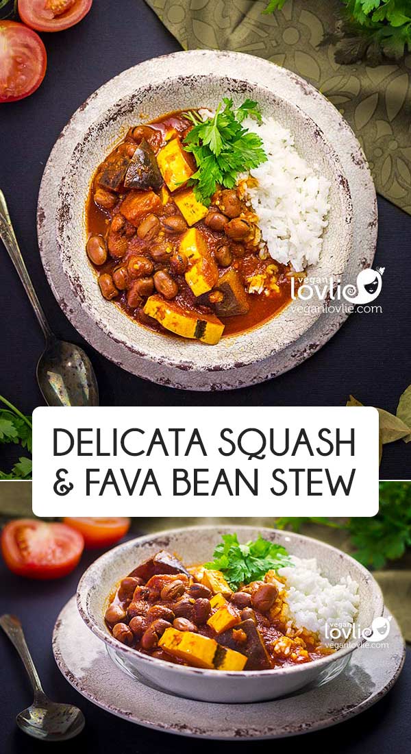 Delicata squash and fava beans stew