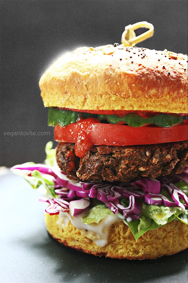 Veggie Burger with Brown Chickpea / Kala Chana and Eggplant / Aubergine