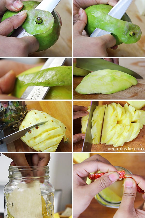 Easy Jicama (Chinese / Mexican Potato or Yam, patate / batate chinois), Pineapple, Mango Pickle