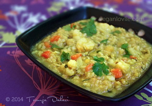 Turmeric Infused Dal and Red Lentil Kitchri Risotto with Brown Rice, Oil-free Vegan Recipe #veganlovlie