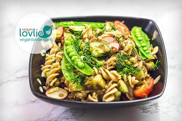 Lentil Pasta Salad with Balsamic Dill Vinaigrette - low-carb and vegan vegetarian keto-friendly recipe options