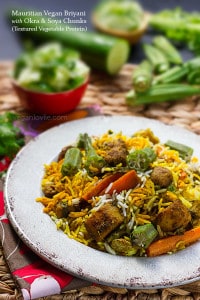 Mauritian Vegan Briyani with Okra and Soya Chunks (Textured Vegetable Protein), Vegetable Biryani recipe