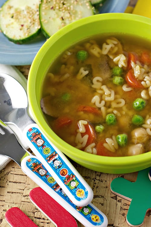 Miso alphabet soup - Merry-Go-Veggie-Kids