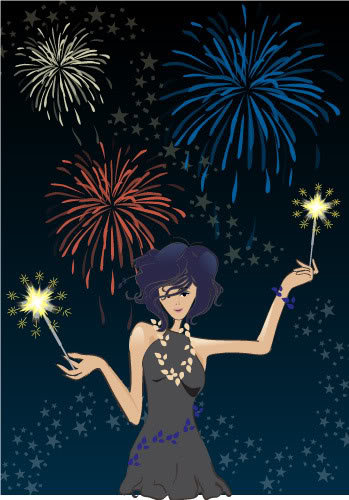 New Year girl illustration