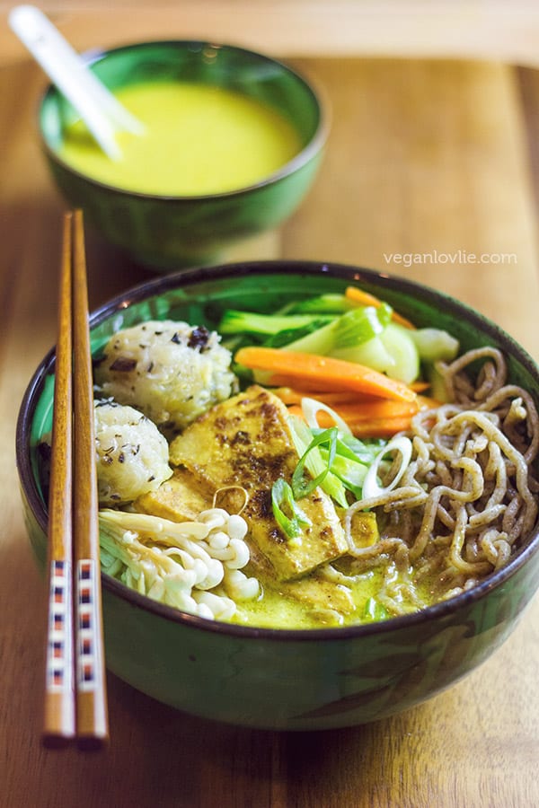 Coconut curry ramen noodle soup