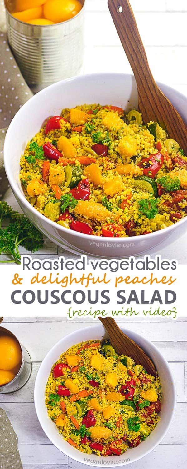 roasted vegetables peaches couscous salad