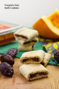 Pumpkin Date Roll Cookies, Vegan cookies inspired from Fig Rolls or Fig Newtons
