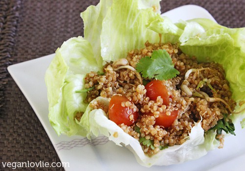 quinoa salad with miso orange dressing