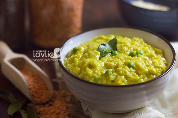red lentils oats porridge, high protein vegan breakfast recipe