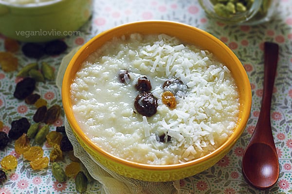 rice pudding recipe with lemongrass and cardamom, vegan rice kheer recipe