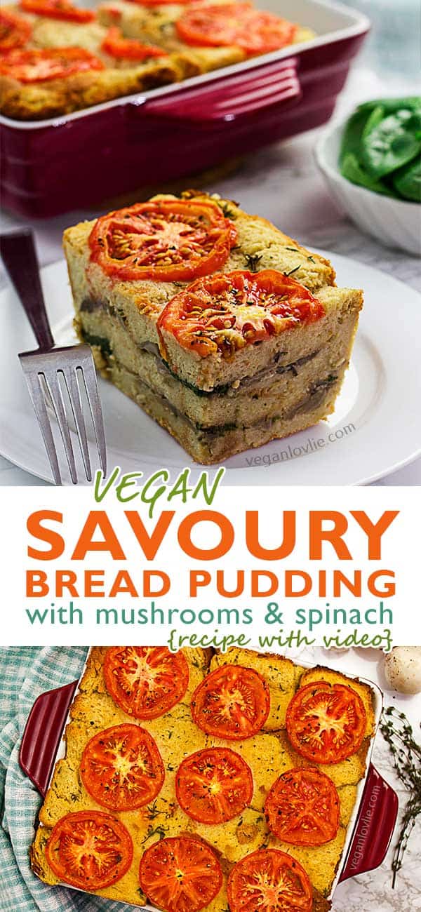 vegan savoury bread pudding, eggless bread pudding