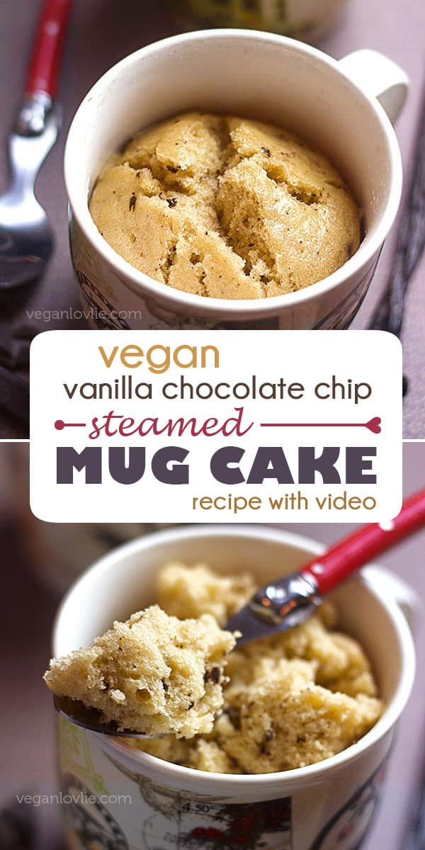 One Bowl Vanilla Chocolate Chip Mug Cake, Vegan Mug Cake 