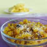 sweet yellow rice with pineapple, vegan rice dessert