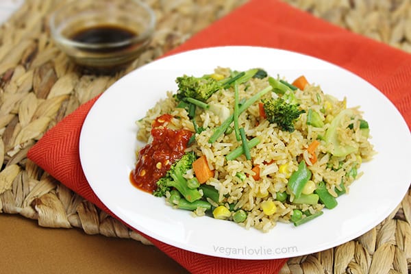 vegetable fried rice, egg-free, low-fat