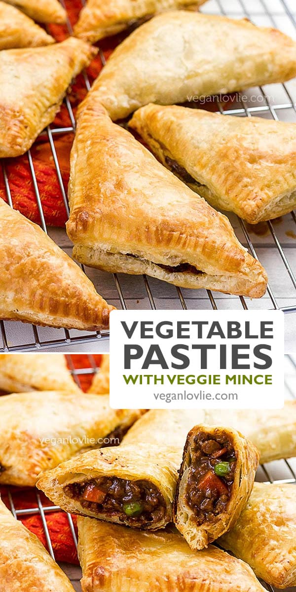 Vegetable pasties with vegan mince meat, savoury hand pies
