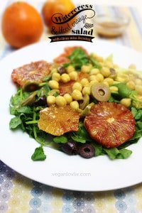 Watercress and Blood Orange Salad with Citrus Miso Dressing | Oilfree + Vegan + Soyfree Option